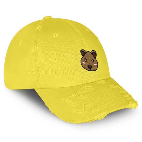 Quokka Face Vintage Dad Hat Frayed Embroidered Cap Cute Animal