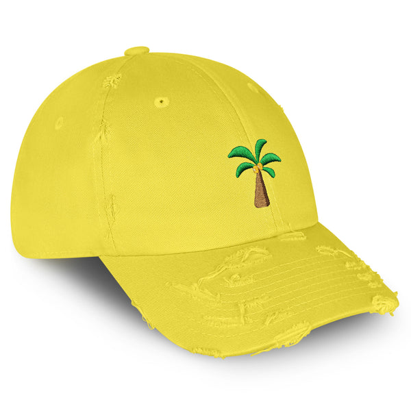 Palm Tree Vintage Dad Hat Frayed Embroidered Cap Coconut