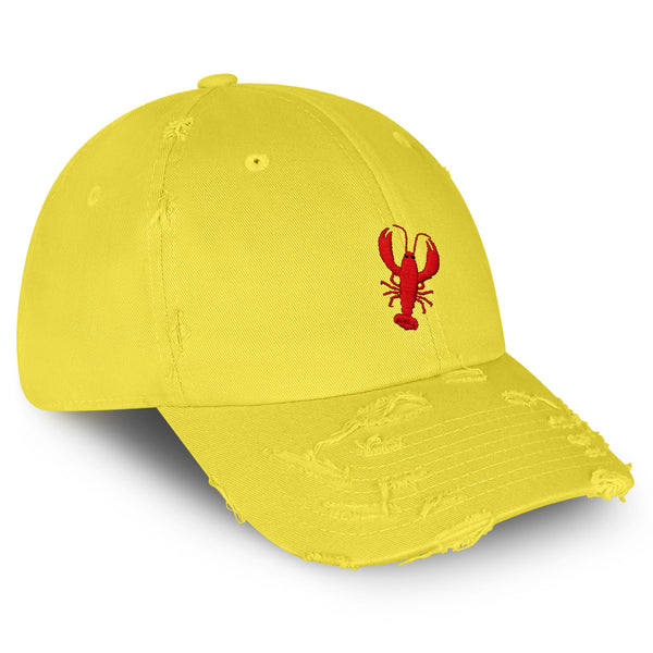 Lobster Vintage Dad Hat Frayed Embroidered Cap Seafood