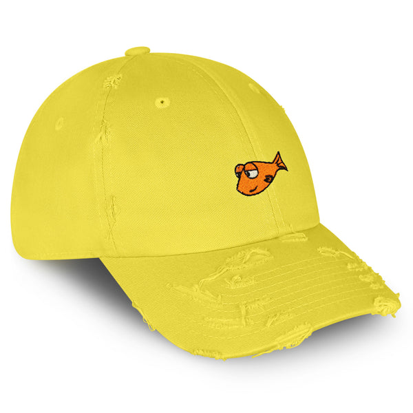 Funny Fish Vintage Dad Hat Frayed Embroidered Cap Jokes Memes