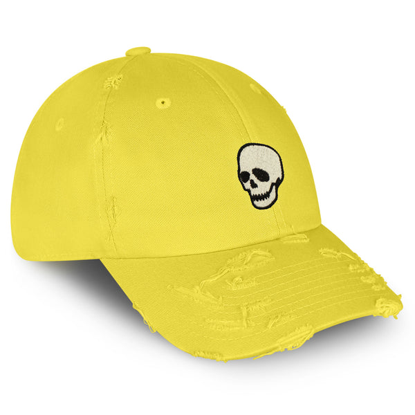 Skeleton Vintage Dad Hat Frayed Embroidered Cap Skull