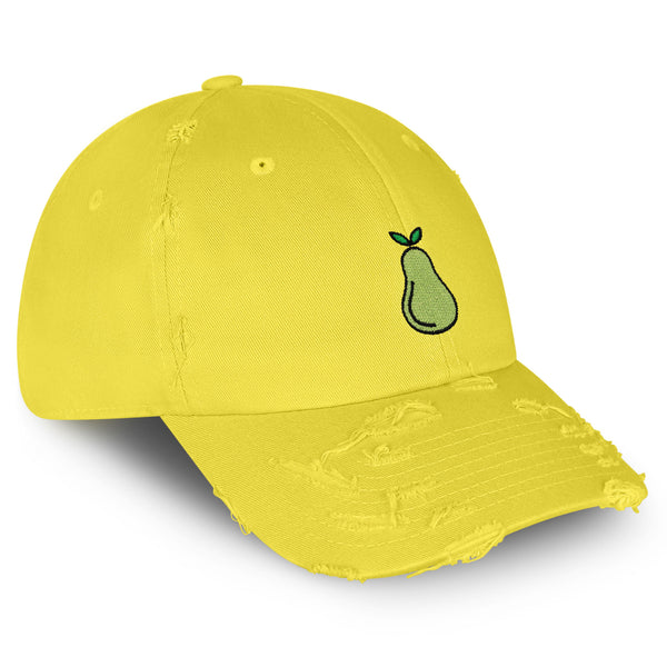 Pear Vintage Dad Hat Frayed Embroidered Cap Fruit