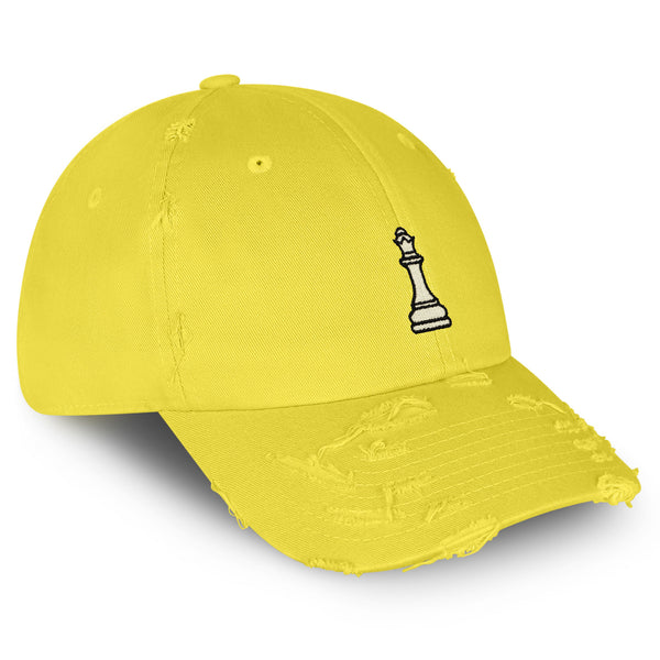 Queen Chess Piece Vintage Dad Hat Frayed Embroidered Cap Boardgame