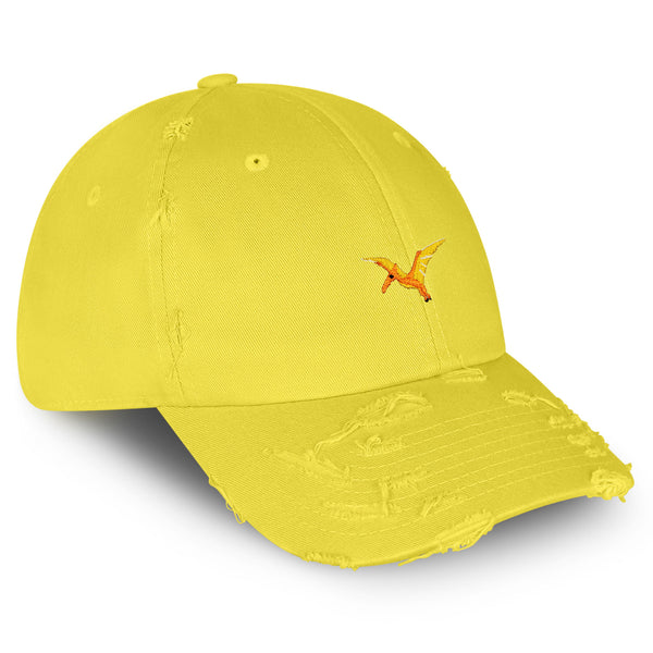 Pterodactyl Vintage Dad Hat Frayed Embroidered Cap Dinosaur