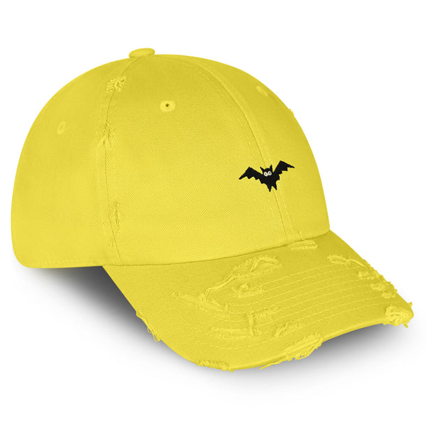 Bat  Vintage Dad Hat Frayed Embroidered Cap Cave