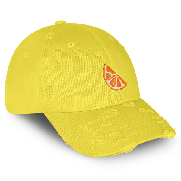 Orange Slice Vintage Dad Hat Frayed Embroidered Cap Fruit