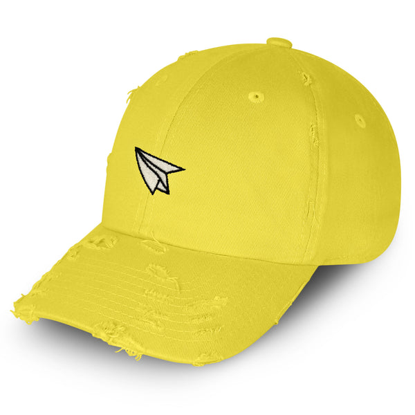 Paper Airplane Vintage Dad Hat Frayed Embroidered Cap Plane Sky