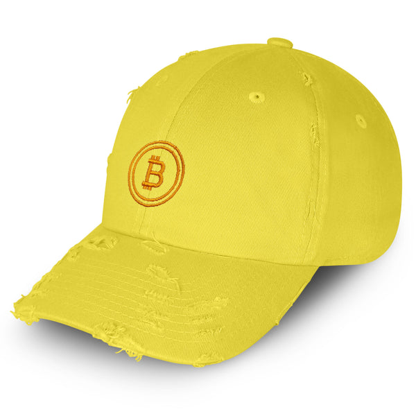 Bitcoin Vintage Dad Hat Frayed Embroidered Cap Cryptocurrency