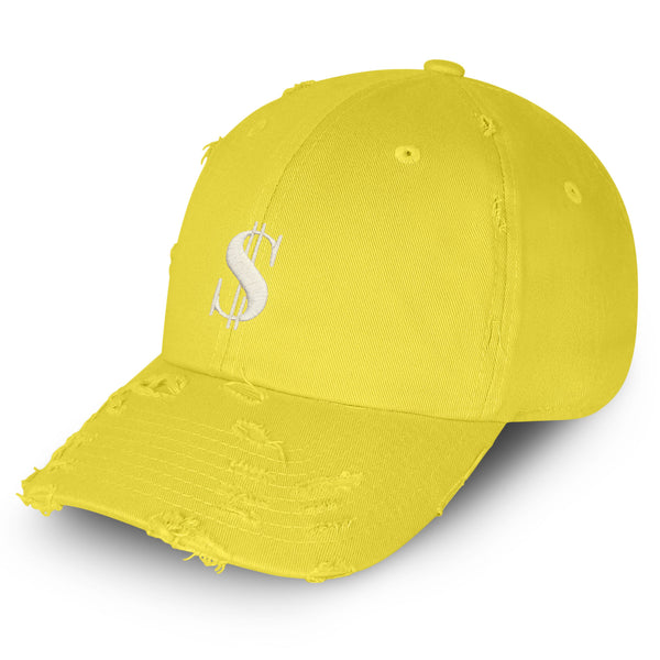 Dollar Sign Vintage Dad Hat Frayed Embroidered Cap Money Cash