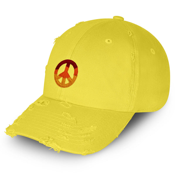 Peace Symbol Vintage Dad Hat Frayed Embroidered Cap Hippie Logo