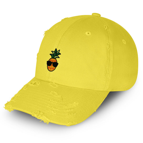 Pineapple Man Vintage Dad Hat Frayed Embroidered Cap Sunglasses