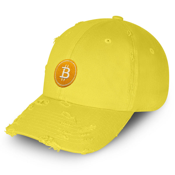 Bitcoin Vintage Dad Hat Frayed Embroidered Cap Cryptocurrency Investing