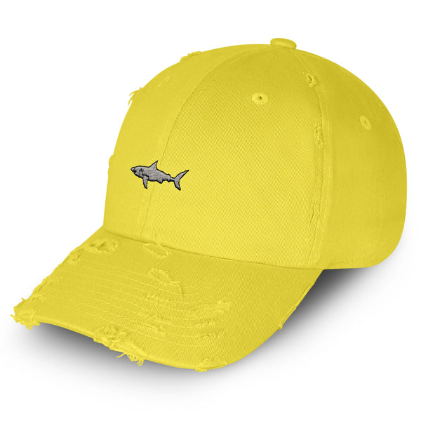 Shark Vintage Dad Hat Frayed Embroidered Cap Ocean