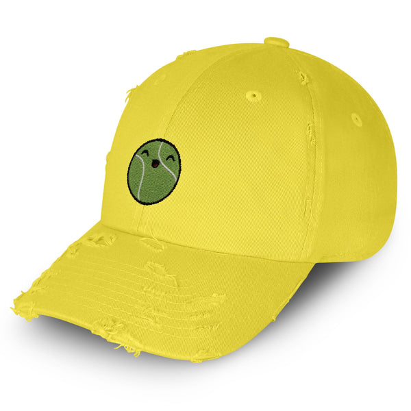 Happy Tennis ball Vintage Dad Hat Frayed Embroidered Cap Sports Sharapova