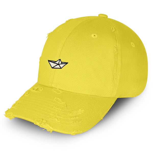 Paper Boat Vintage Dad Hat Frayed Embroidered Cap Pond Memory