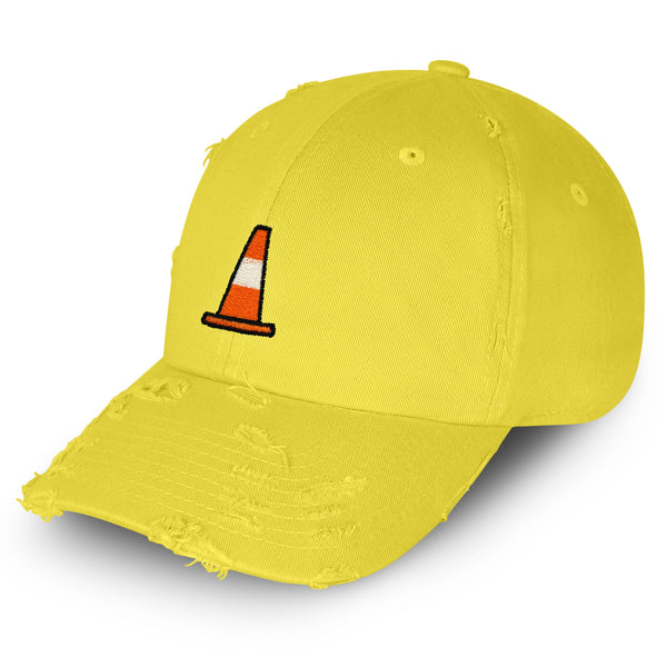 Safety Cone Vintage Dad Hat Frayed Embroidered Cap Construction