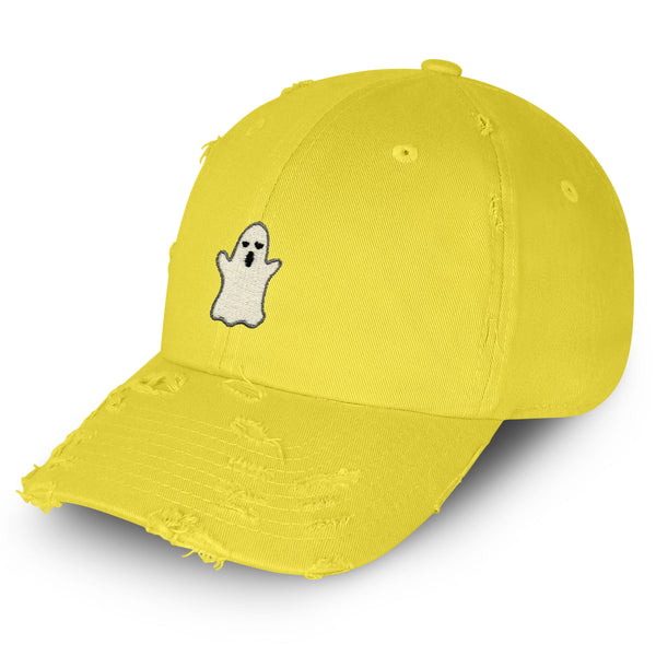 Ghost Vintage Dad Hat Frayed Embroidered Cap Halloween Cute