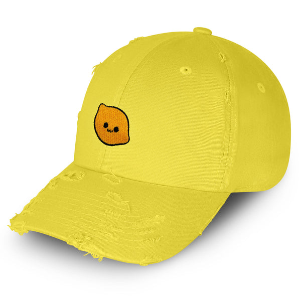 Lemon Vintage Dad Hat Frayed Embroidered Cap Citrus Lime