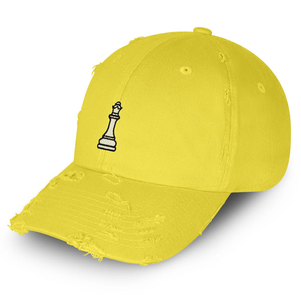 Queen Chess Piece Vintage Dad Hat Frayed Embroidered Cap Boardgame