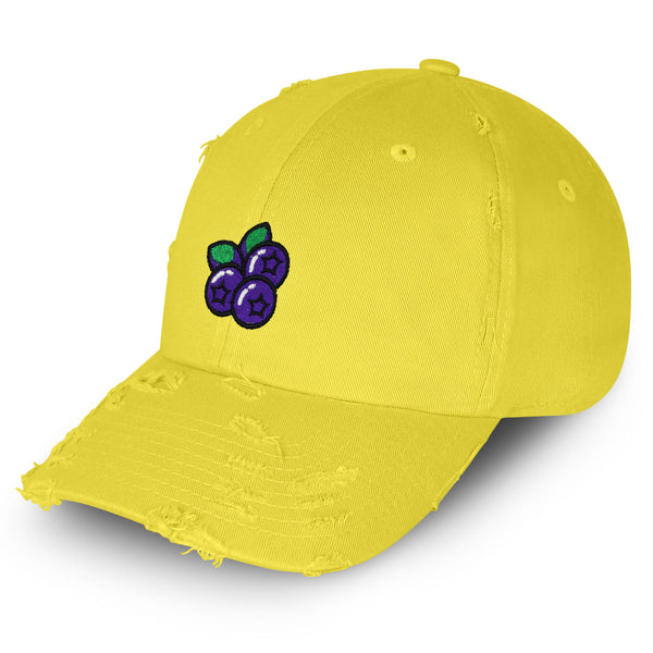 Blueberry Vintage Dad Hat Frayed Embroidered Cap Fruit