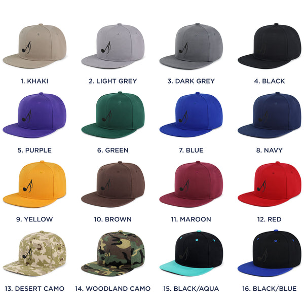 16th Note Snapback Hat Embroidered Hip-Hop Baseball Cap Music Symbol