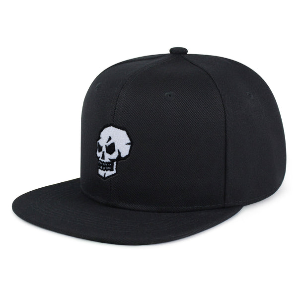 Skull Side View Snapback Hat Embroidered Hip-Hop Baseball Cap Grunge