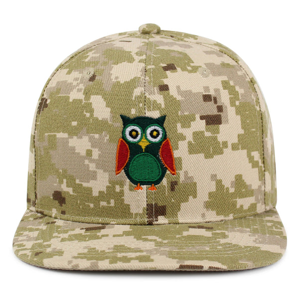 Owl Snapback Hat Embroidered Hip-Hop Baseball Cap Bird Green