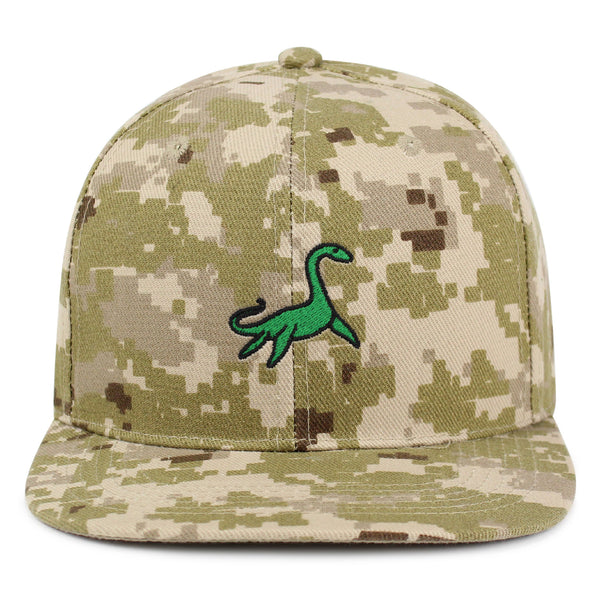 Elasmosaurus Dinosaur  Snapback Hat Embroidered Hip-Hop Baseball Cap Green