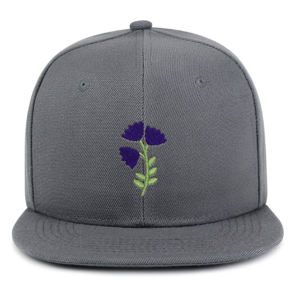 Purple flower Snapback Hat Embroidered Hip-Hop Baseball Cap Purple Floral