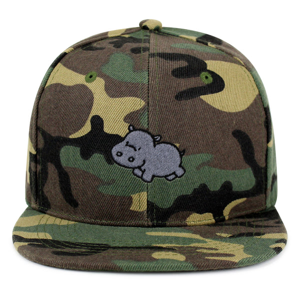 Cute Hippo Snapback Hat Embroidered Hip-Hop Baseball Cap Hippopotamus Zoo