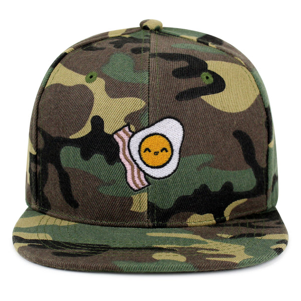 Egg and Bacon Snapback Hat Embroidered Hip-Hop Baseball Cap Breakfast