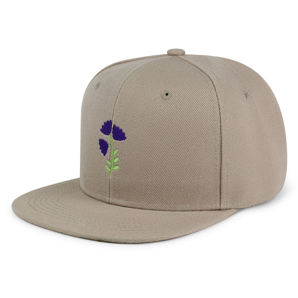 Purple flower Snapback Hat Embroidered Hip-Hop Baseball Cap Purple Floral