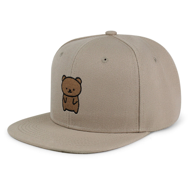 Bear Snapback Hat Embroidered Hip-Hop Baseball Cap Teddy Bear Brown