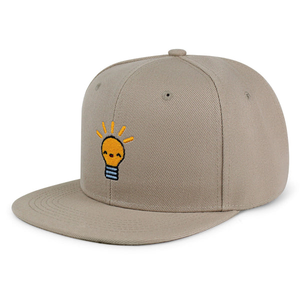 Happy Bulb Snapback Hat Embroidered Hip-Hop Baseball Cap Lightbulb Idea