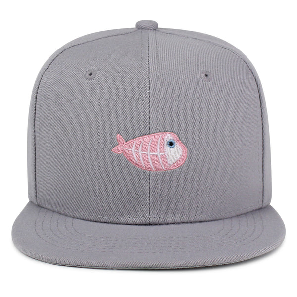 Fishbone Snapback Hat Embroidered Hip-Hop Baseball Cap Pink Bone