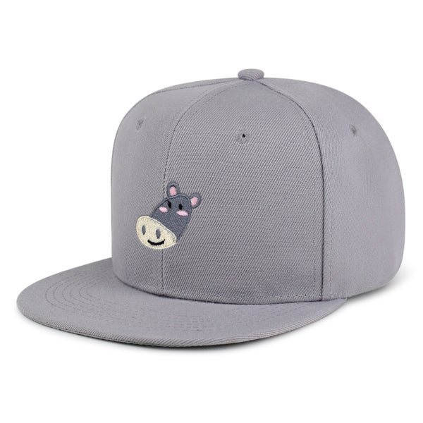 Cute Hippo Face Snapback Hat Embroidered Hip-Hop Baseball Cap Zoo Hippopotamus