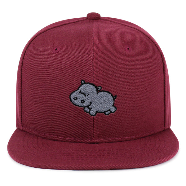 Cute Hippo Snapback Hat Embroidered Hip-Hop Baseball Cap Hippopotamus Zoo