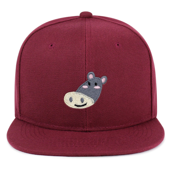 Cute Hippo Face Snapback Hat Embroidered Hip-Hop Baseball Cap Zoo Hippopotamus