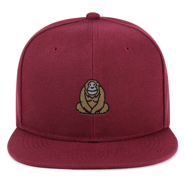 Orangutan Snapback Hat Embroidered Hip-Hop Baseball Cap Sumatran Monkey