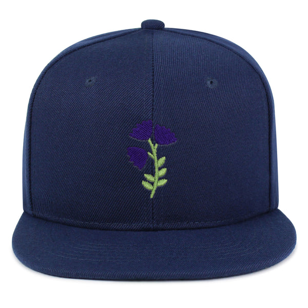 Purple flower Snapback Hat Embroidered Hip-Hop Baseball Cap Purple Floral