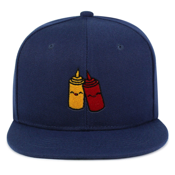 Ketchup and Mustard Snapback Hat Embroidered Hip-Hop Baseball Cap Foodie Sauces Ketchut Mustard