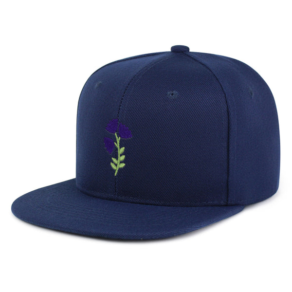 Purple flower Snapback Hat Embroidered Hip-Hop Baseball Cap Purple Floral