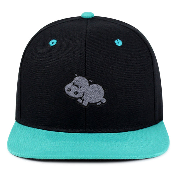 Cute Hippo Snapback Hat Embroidered Hip-Hop Baseball Cap Hippopotamus Zoo