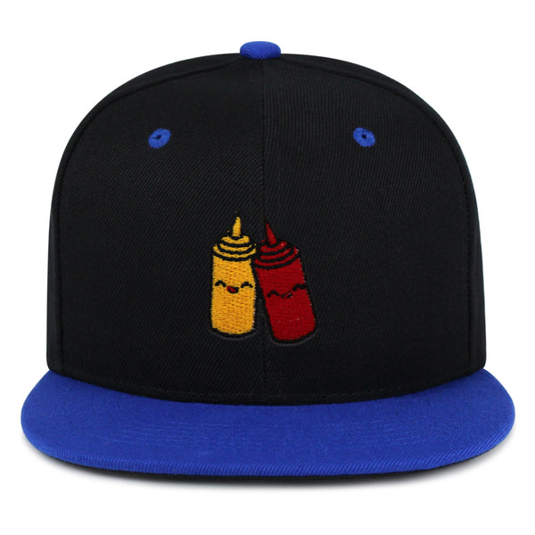 Ketchup and Mustard Snapback Hat Embroidered Hip-Hop Baseball Cap Foodie Sauces Ketchut Mustard