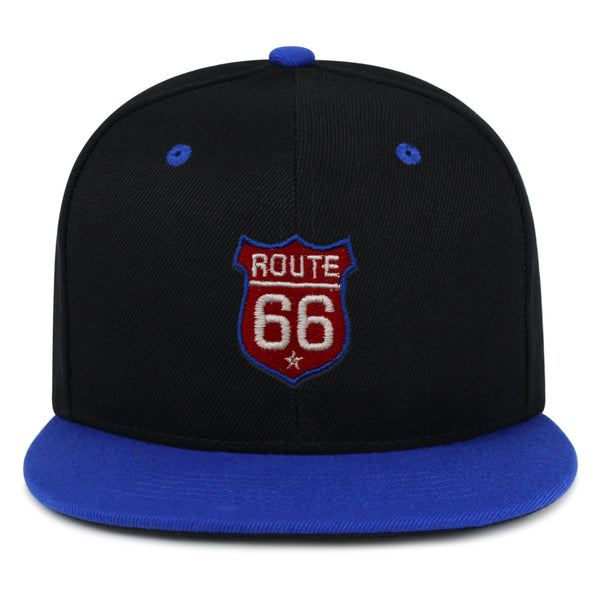Route 66 Snapback Hat Embroidered Hip-Hop Baseball Cap Roadtrip Highway 66