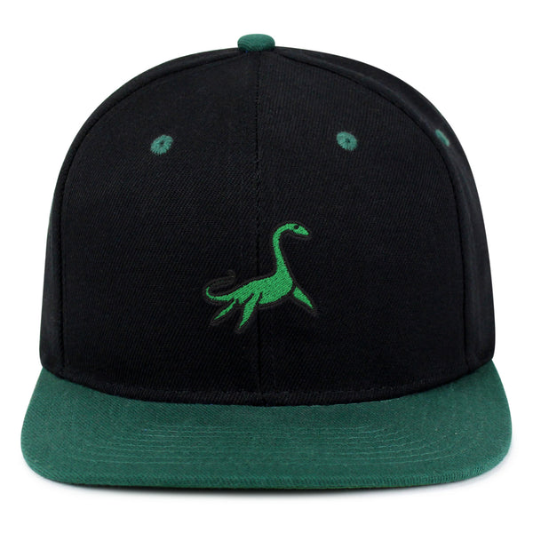 Elasmosaurus Dinosaur  Snapback Hat Embroidered Hip-Hop Baseball Cap Green