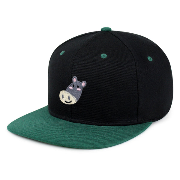 Cute Hippo Face Snapback Hat Embroidered Hip-Hop Baseball Cap Zoo Hippopotamus