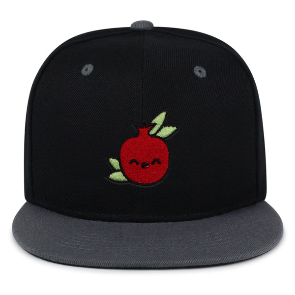 Pomegranate Snapback Hat Embroidered Hip-Hop Baseball Cap Vegan Fruit Garnet