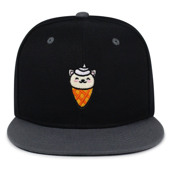 Ice Cream Cat Snapback Hat Embroidered Hip-Hop Baseball Cap Ice Cream Foodie