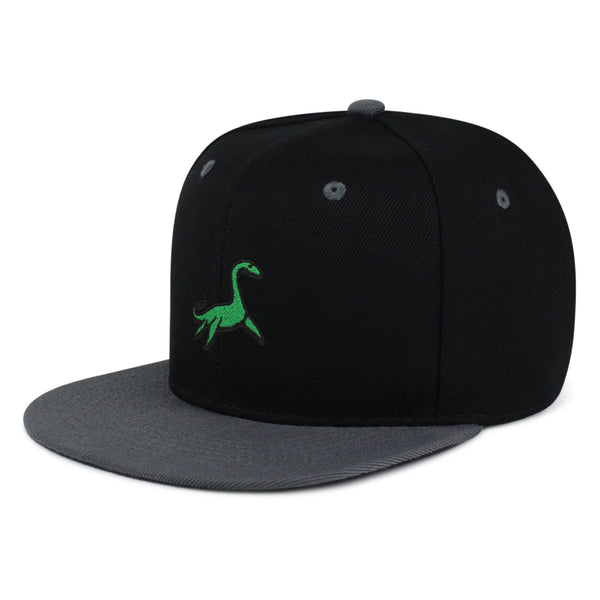 Elasmosaurus Dinosaur  Snapback Hat Embroidered Hip-Hop Baseball Cap Green